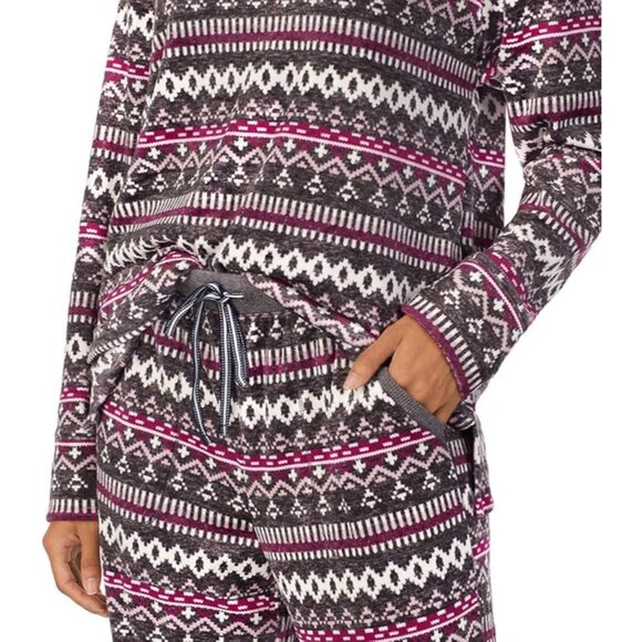 Nautica Womens 2 Piece Fleece Fairisle Pajama Sleepwear Set Gray Size X-Large - Picture 4 of 6